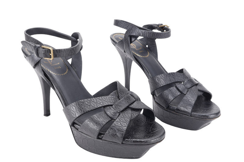 YVES SAINT LAURENT (YSL) TRIBUTE SANDAL BLACK SIZE 38