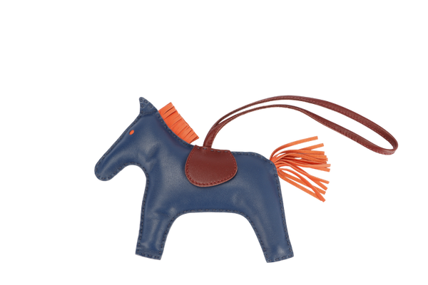 Hermes Rodeo Bag Charm, GM Size, Navy Blue & Maroon Color, with Box