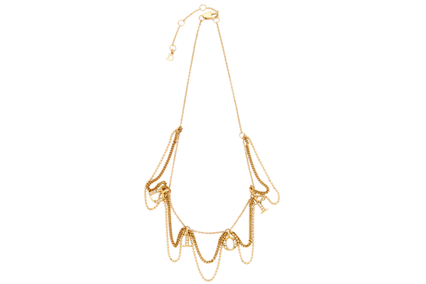 Christian Dior Gold Necklace D.I.O.R Dangling Pendant