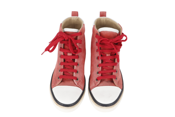 HERMES HIGH CUT SNEAKERS RED FABRIC SIZE 35.5