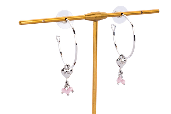 Christian Dior Silver Earing Dangling D with Crystal, no Box