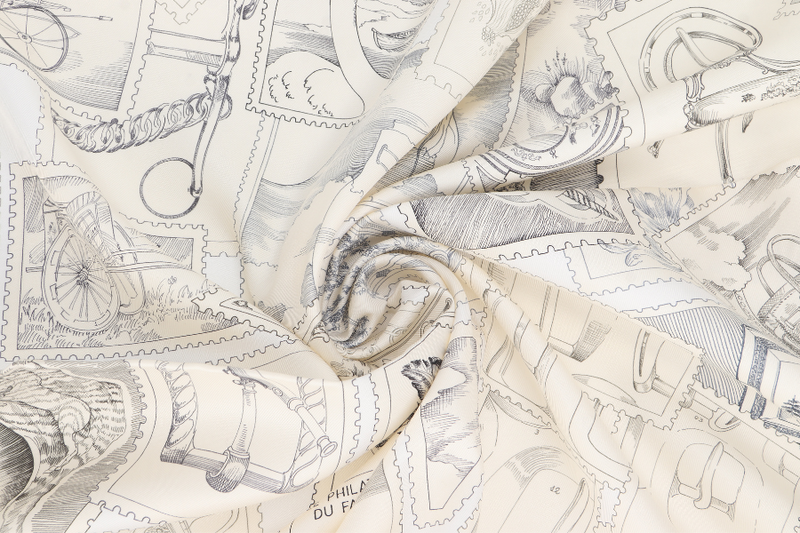 HERMES SILK SCARF BLACK WHITE SKETCH WITH BOX