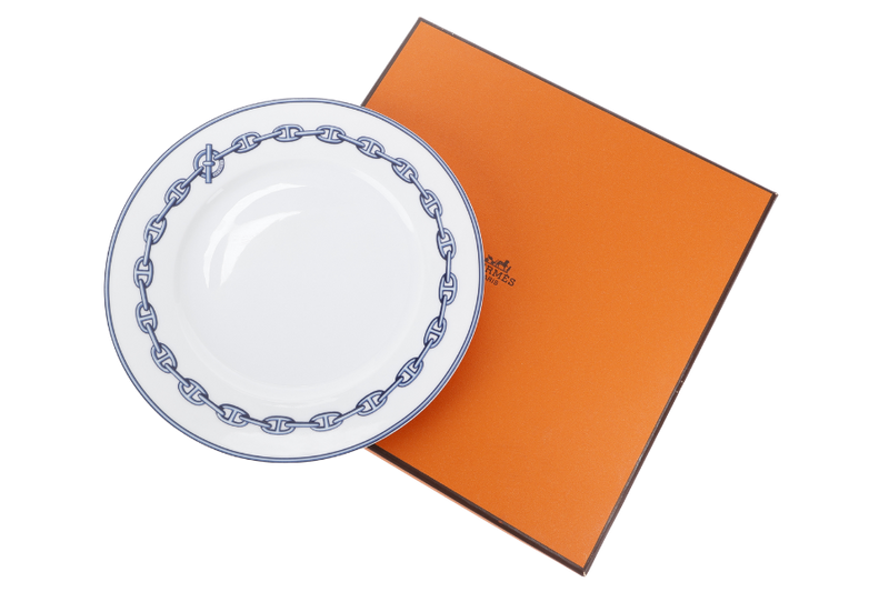 HERMES CHAINE D'ANCRE PORCELAIN PLATE WITH BOX