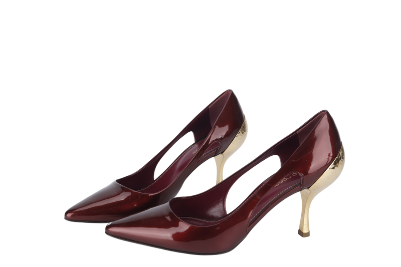 SERGIO ROSSI HEELS MAROON PATENT LEATHER SIZE 38