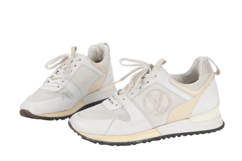 LOUIS VUITTON RUN AWAY SNEAKERS WHITE LEATHER AND MESH SIZE 37