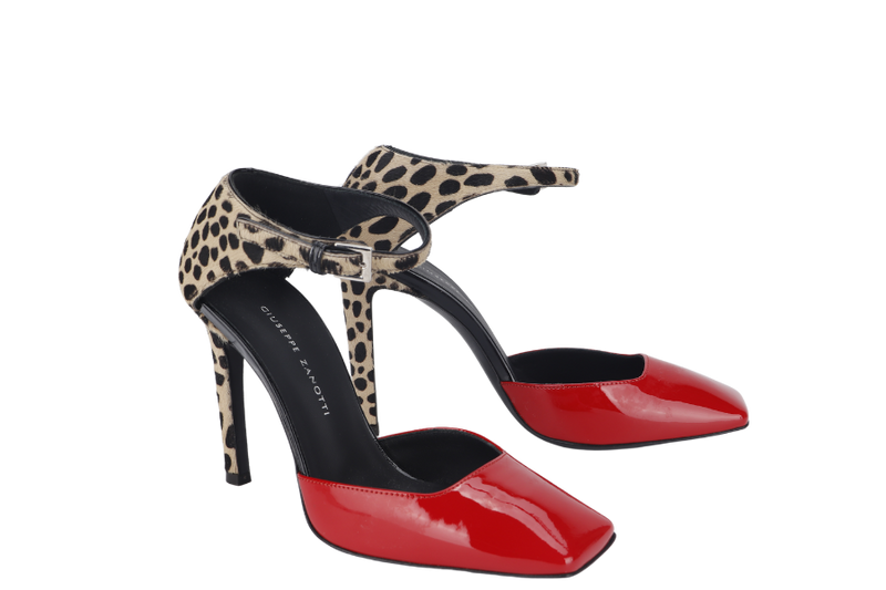 GIUSEPPE ZANOTTI HIGH HEELS RED LEOPARD PRINT SIZE 35