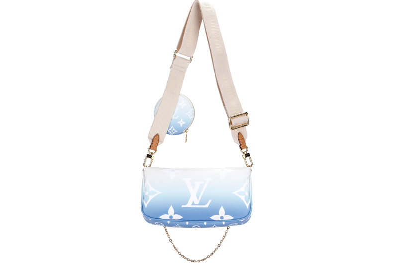 LOUIS VUITTON M57633 MULTI POCHETTE ACCESSORIES BLUE GIANT MONOGRAM CANVAS, WITH STRAP, CHAIN, DUST COVER & BOX