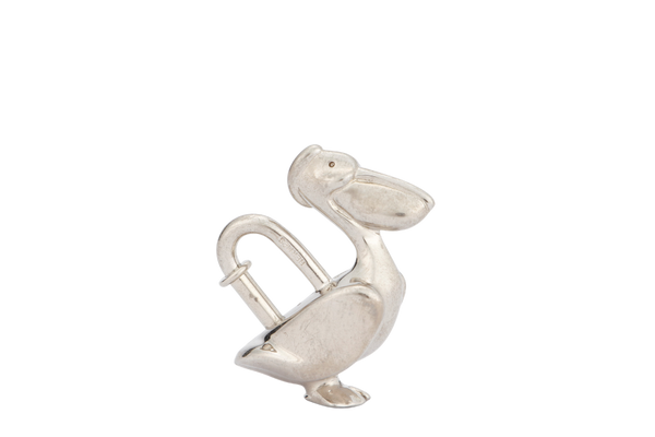 Hermes Pelican Silver Lock Charm