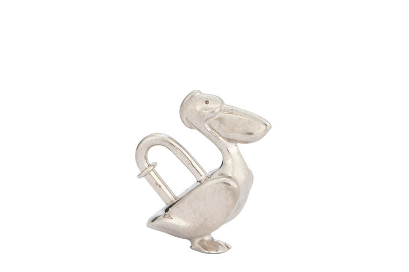 Hermes Pelican Silver Lock Charm