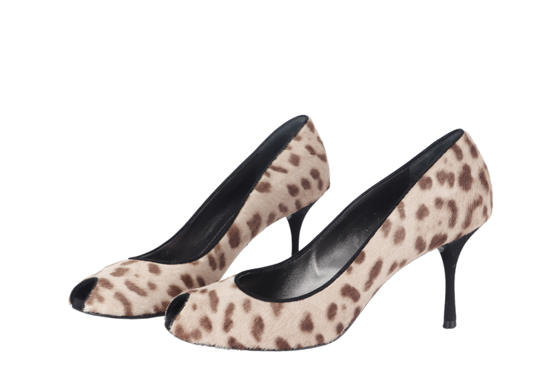 DOLCE & GABBANA CALF HAIR LEAPORD PRINT PUMP SIZE 39