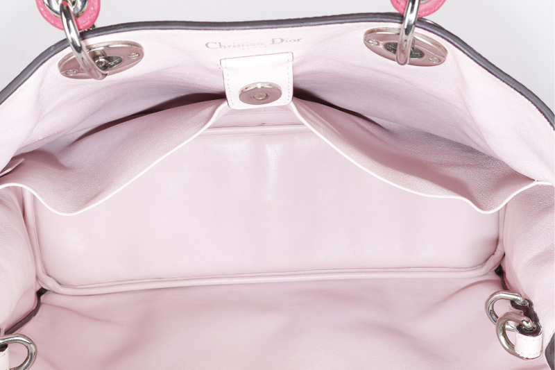 CHRISTIAN DIOR DIORISSIMO TOTE BAG (09-MA-0173) LARGE PINK PEBBLED LEATHER, SILVER HARDWARE, WITH CARD, STRAP & DUST COVER