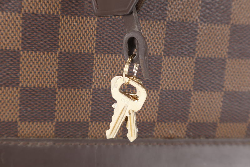 LOUIS VUITTON N40606 ALMA BB BROWN DAMIER EBENE GOLD HARDWARE WITH LONG STRAPS, PADLOCK AND KEYS