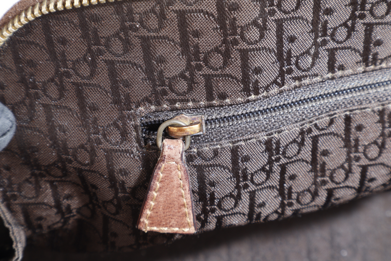 CHRISTIAN DIOR STREET CHIC TROTTER BAG BROWN LEATHER BLUE DEMIN GOLD HARDWARE NO DUST COVER