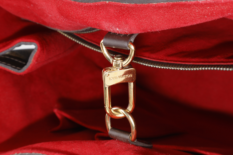 LOUIS VUITTON HAMPSTEAD MM SHOULDER BAG DAMIER EBENE CANVAS GOLD HARDWARE WITH DUST COVER