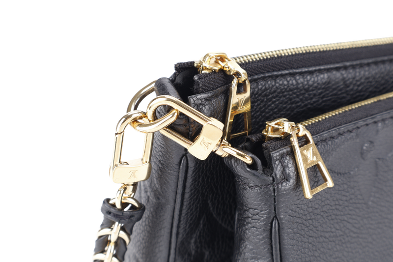 LOUIS VUITTON M80399 MULTI POCHETTE ACCESSORIES BLACK GIANT MONOGRAM EMPREINTE LEATHER GOLD HARDWARE WITH CHAIN, STRAPS AND DUST COVER