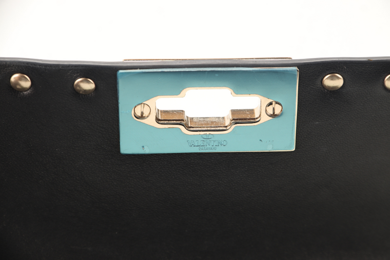 VALENTINO GARAVANI ROCKSTUD MINI GREEN CALFSKIN LIGHT GOLD HARDWARE NO DUST COVER