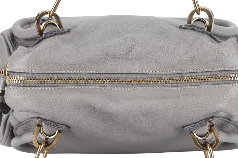 CHLOE PARATY HANDBAG( 01135765-D) GREY CALF LEATHER GOLD HARDWARE WITH DUST COVER AND CARD