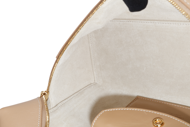 LORO PIANA EXTRA BAG L27 SMOOTH CALFSKIN LIGHT BAMBOO (DOK2) COLOR WITH GOLD HARDWARE AND BOX