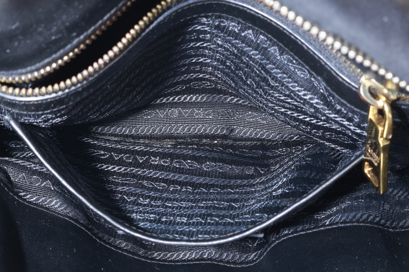 PRADA BN1903 TOP HANDLE BLACK NYLON GOLD HARDWARE NO DUST COVER