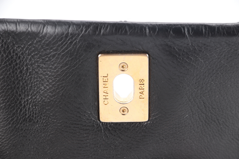 CHANEL RETRO CHAIN ACCORDIAN FLAP LARGE GREY LAMBSKIN LEATHER GOLD HARDWARE (1446xxxx) WITH DUST COVER