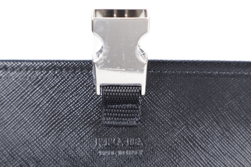 PRADA RE-NYLON BLACK SLING POUCH WITH STRAPS, DUST COVER AND BOX