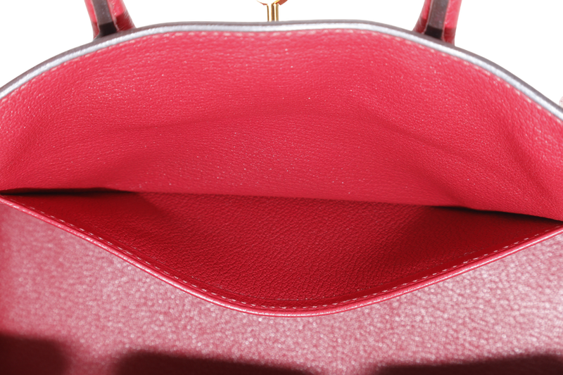 HERMES BIRKIN 25 ROUGE GRENAT TOGO GOLD HARDWARE STAMP C (YEAR 2018) WITH KEYS&LOCK, RAINCOAT, CARE CARD, DUST COVER AND BOX