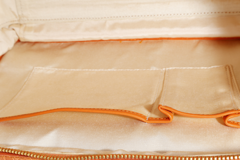 CELINE ORANGE SATCHEL BELT TRIM BAG WITH DUST COVER AND CARD