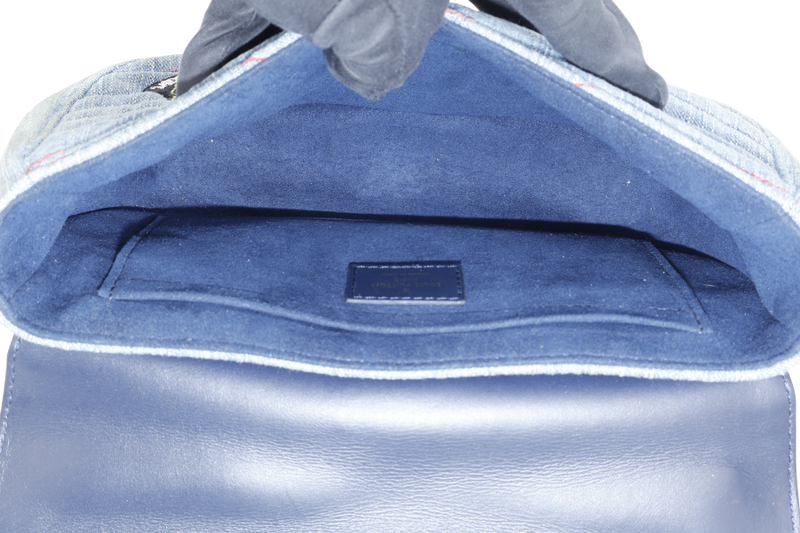 LOUIS VUITTON NEW WAVE CHAIN BAG BLUE DENIM GOLD HARDWARE WITH DUST COVER