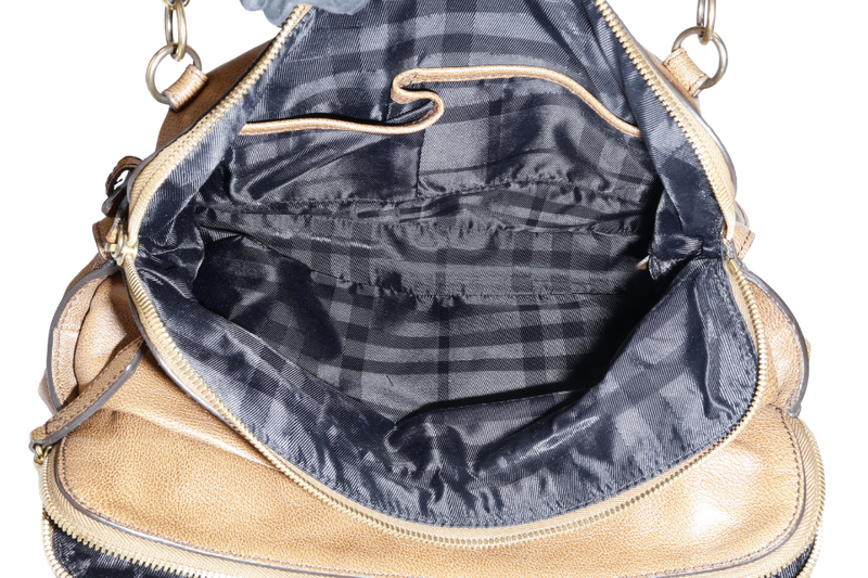 BURBERRY TOTE BAG BRONZER LEATHER GOLD HARDWARE WITH DUST COVER