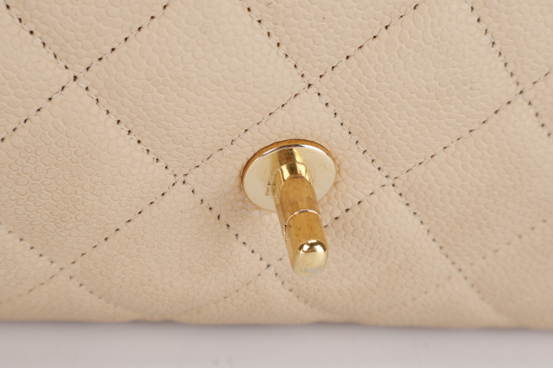 CHANEL CLASSIC FLAP BAG JUMBO BEIGE CAVIAR LEATHER GOLD HARDWARE (1293xxxx) NO DUST COVER