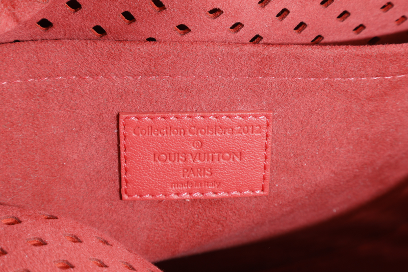 LOUIS VUITTON M93996 PERFORATED SAUMUR RED LEATHER GOLD HARDWARE WITH DUST COVER