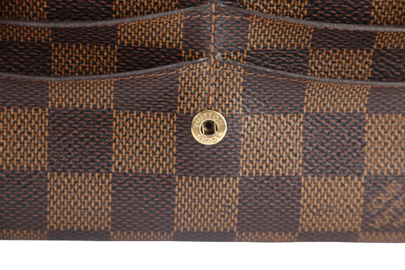 LOUIS VUITTON PORTEUFILLE EMILIY LONG WALLET (N63019) BROWN DAMIER EBENE GOLD HARDWARE WITH DUST COVER AND BOX