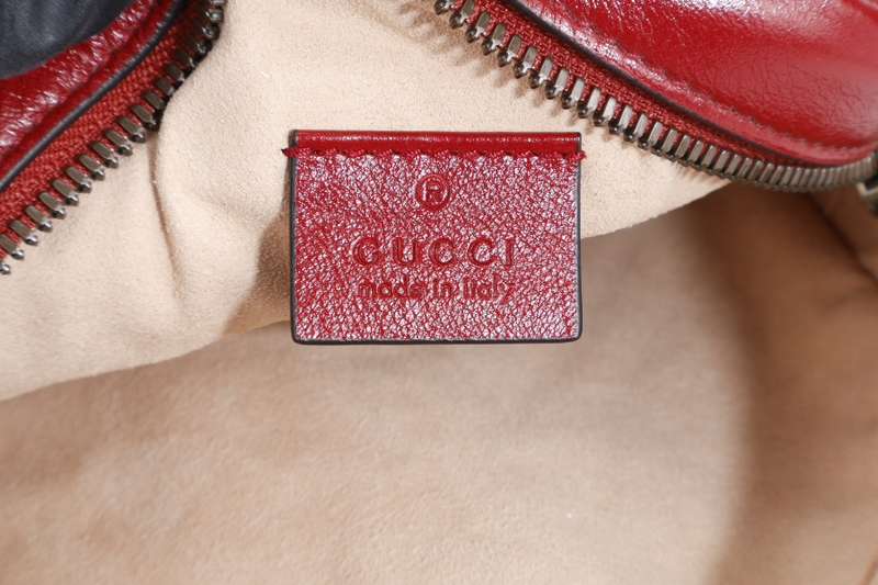 GUCCI GG MARMONT RED LEATHER ROUND SHOULDER BAG GOLD HARDWARE WITH DUST COVER