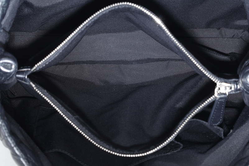 CHRISTIAN DIOR CANNAGE SHOPPING TOTE LARGE BLACK LAMBSKIN SILVER HARDWARE WITH DUST COVER