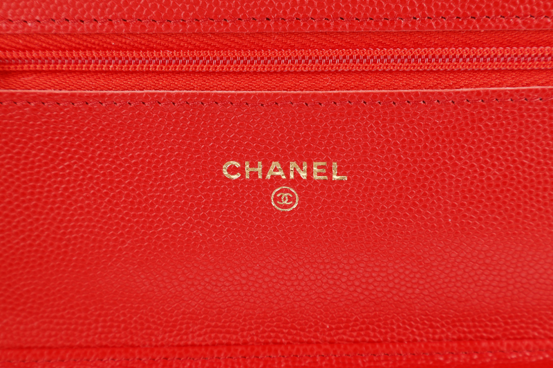 CHANEL CLASSIC WOC RED CAVIAR GOLD HARDWARE (GA17xxxx) WITH DUST COVER, BOX AND PAPER BAG