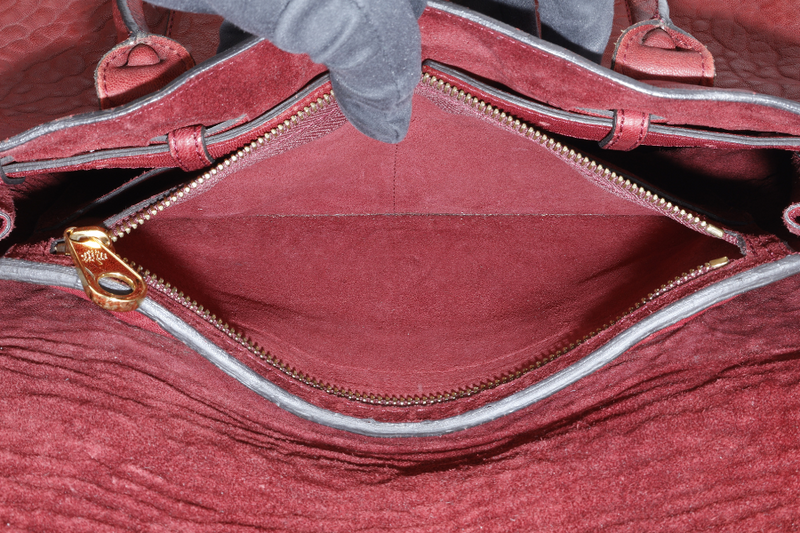 MULBERRY THE BAYSWATER SATCHEL BURGUNDY LEATHER GOLD HARDWARE NO DUST COVER