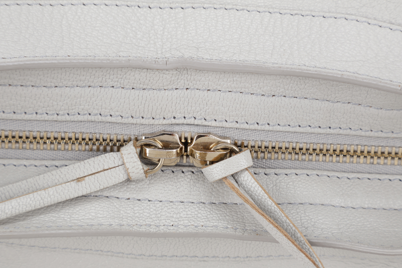 BALENCIAGA CITY EDGE LIGHT GREY LEATHER GOLD HARDWARE WITH STRAPS AND DUST COVER