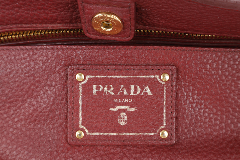 PRADA PINK VITELLO DAINO LEATHER SIDE POCKET TOTE BAG GOLD HARDWARE NO DUST COVER