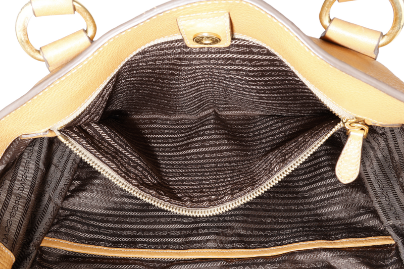 PRADA MUSTARD VITELLO DAINO LEATHER TOTE BAG NO CARD NO DUST COVER