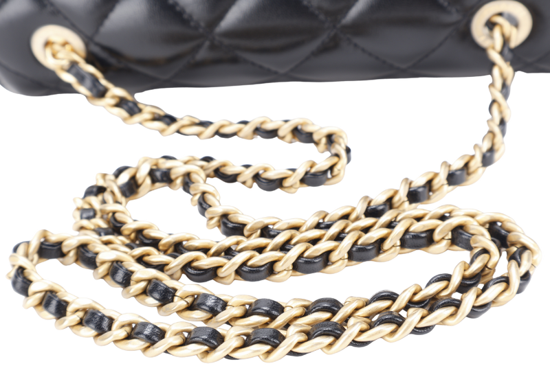 CHANEL QUILTED FLAP CLUTCH BAG SHINY BLACK LAMBSKIN GOLD HARDWARE (E210xxxx) WITH DUST COVER, BOX AND PAPER BAG