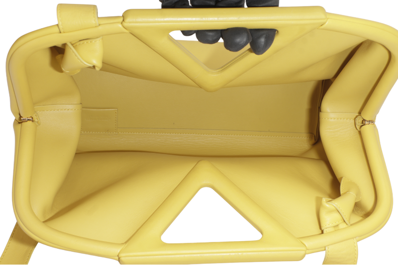 BOTTEGA VENETA MIRABELLE MEDIUM YELLOW POINT BAG WITH DUST COVER