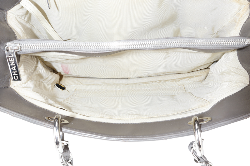CHANEL GRAND SHOPPING TOTE (1503xxxx) GREY CAVIAR LEATHER SILVER HARDWARE WITH CARD NO DUST COVER