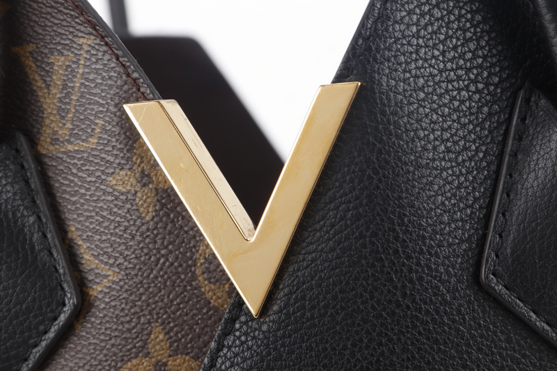 LOUIS VUITTON KIMONO MM TOTE BAG (M40460) MONOGRAM CANVAS BLACK LEATHER TRIM GOLD HARDWARE NO DUST COVER