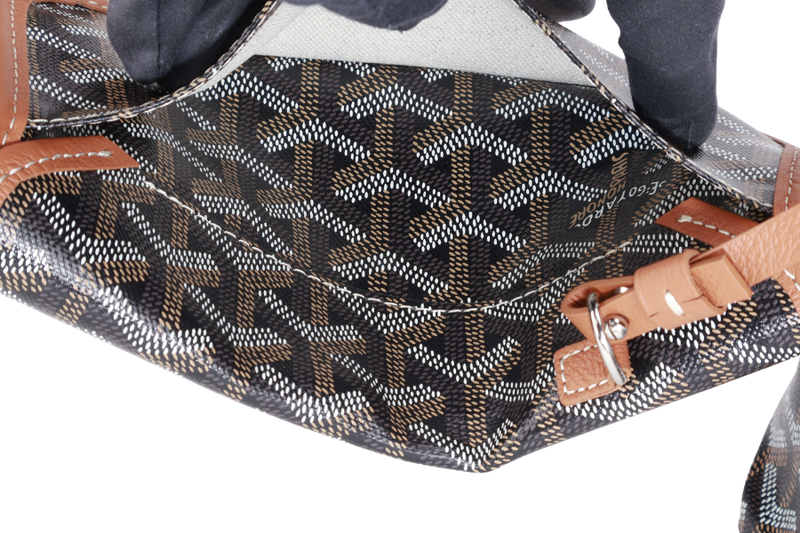 GOYARD SAINT LOUIS PM BAG BLACK AND TAN COLOR WITH DUST COVER