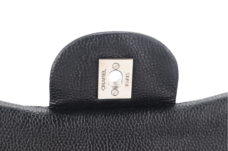 CHANEL CLASSIC DOUBLE FLAP BAG JUMBO BLACK CAVIAR SILVER HARDWARE (1803xxxx) NO DUST COVER