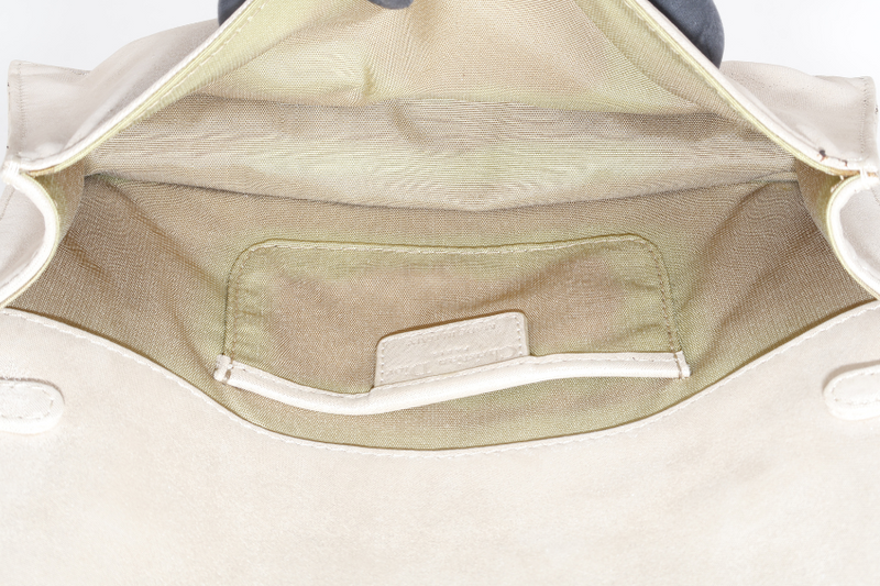 CHRISTIAN DIOR METALLIC GOLD FABRIC CANNAGE FOLDED CLUTCH GOLD HARDWARE WITH CHAIN, DUST COVER AND BOX