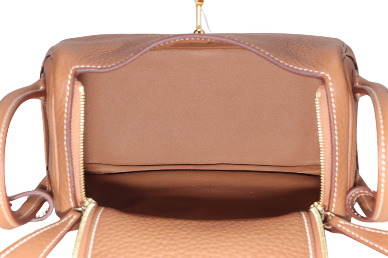 HERMES MINI LINDY GOLD COLOR CLEMENCE GOLD HARDWARE STAMP K (YEAR 2025) WITH DUST COVER AND BOX
