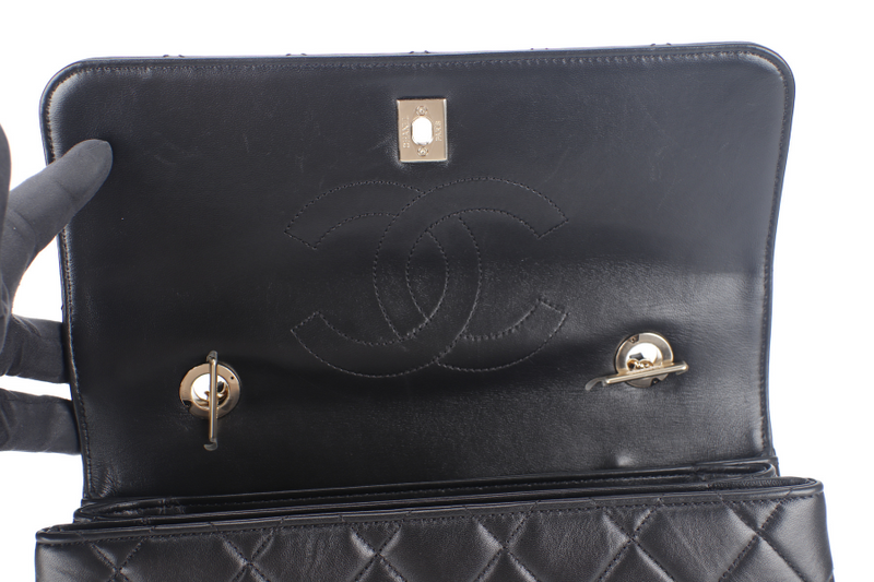 CHANEL TRENDY CC (2752xxxx) MEDIUM BLACK LAMBSKIN GOLD HARDWARE WITH CARD AND DUST COVER