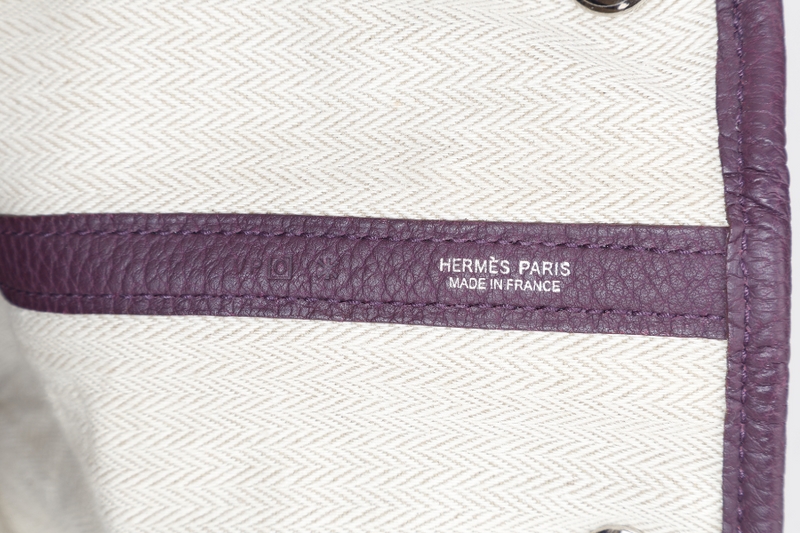 HERMES GARDEN PARTY 36 STAMP O (YEAR 2011) PRUNE COLOUR NEGONDA LEATHER SILVER HARDWARE WITH DUST COVER
