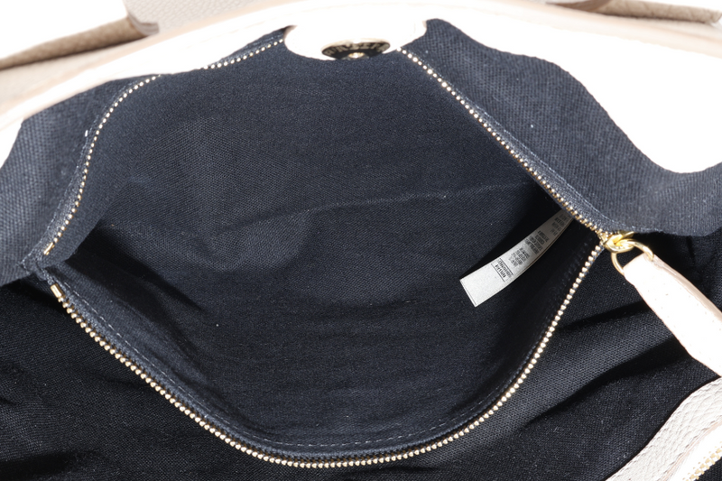 BURBERRY BEIGE BANNER HOUSE CHECK DERBY TOTE CALF LEATHER GOLD HARDWARE WITH STRAPS AND DUST COVER